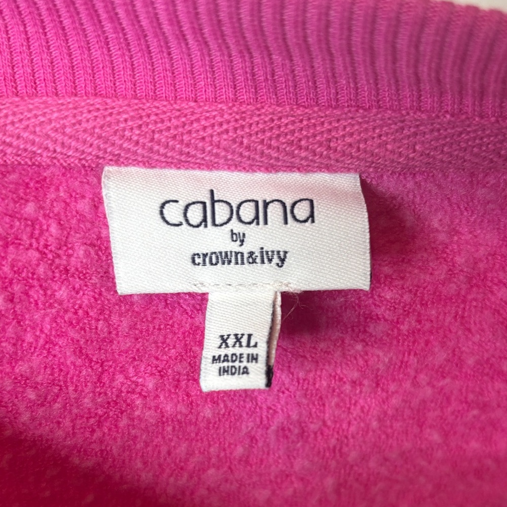 Cabana by Crown & Ivy size XXL Pink Sweatshirt with White Stripes - Picture 10 of 10